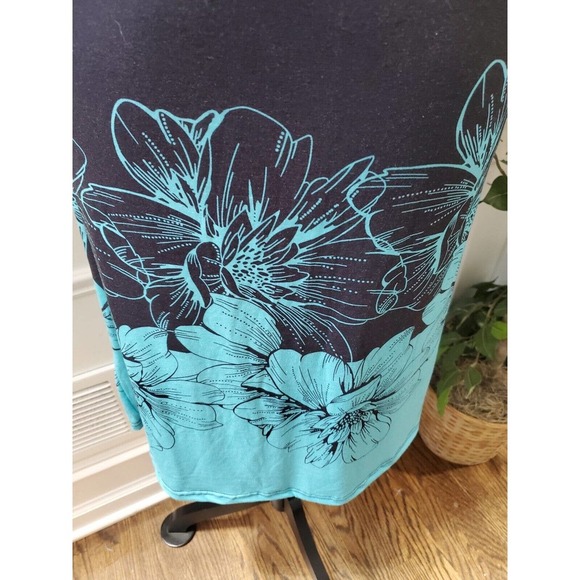 SHEIN Women Black & Blue Polyester Round Neck Short Sleeve Knee Length Dress L - Picture 4 of 11